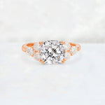 Cushion Cut Lab Diamond Graduated Cluster Side Stone Engagement Ring - Additional view