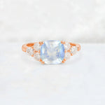 Cushion Cut Moonstone Graduated Cluster Side Stone Engagement Ring - Additional view
