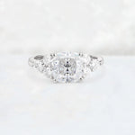 Cushion Cut Moissanite Graduated Cluster Side Stone Engagement Ring - Additional view