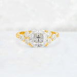 Cushion Cut Moissanite Graduated Cluster Side Stone Engagement Ring - Additional view