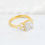 Cushion Cut Moissanite Graduated Cluster Side Stone Engagement Ring - Additional view
