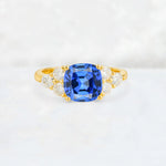 Cushion Cut Sapphire Graduated Cluster Side Stone Engagement Ring - Additional view