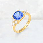 Cushion Cut Sapphire Graduated Cluster Side Stone Engagement Ring - Additional view