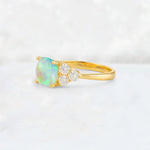 Cushion Cut Fire Opal Graduated Cluster Side Stone Engagement Ring - Additional view