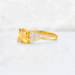 Cushion Cut Citrine Graduated Cluster Side Stone Engagement Ring - Additional view