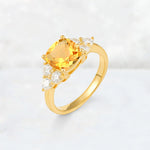 Cushion Cut Citrine Graduated Cluster Side Stone Engagement Ring - Additional view