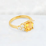 Cushion Cut Citrine Graduated Cluster Side Stone Engagement Ring - Additional view