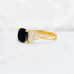 Cushion Cut Black Onyx Graduated Cluster Side Stone Engagement Ring - Additional view