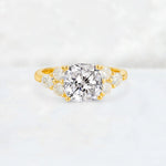 Cushion Cut Lab Diamond Graduated Cluster Side Stone Engagement Ring - Additional view