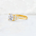 Cushion Cut Lab Diamond Graduated Cluster Side Stone Engagement Ring - Additional view