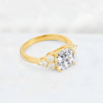 Cushion Cut Lab Diamond Graduated Cluster Side Stone Engagement Ring - Additional view