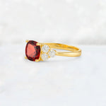 Cushion Cut Garnet Graduated Cluster Side Stone Engagement Ring - Additional view
