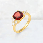 Cushion Cut Garnet Graduated Cluster Side Stone Engagement Ring - Additional view