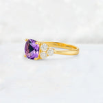 Cushion Cut Amethyst Graduated Cluster Side Stone Engagement Ring - Additional view