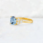 Cushion Cut Aquamarine Graduated Cluster Side Stone Engagement Ring - Additional view