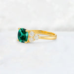 Cushion Cut Emerald Graduated Cluster Side Stone Engagement Ring - Additional view
