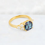Cushion Cut Alexandrite Graduated Cluster Side Stone Engagement Ring - Additional view