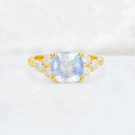Cushion Cut Moonstone Graduated Cluster Side Stone Engagement Ring - Additional view
