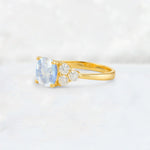 Cushion Cut Moonstone Graduated Cluster Side Stone Engagement Ring - Additional view