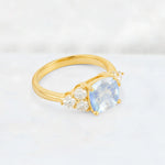 Cushion Cut Moonstone Graduated Cluster Side Stone Engagement Ring - Additional view