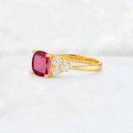 Cushion Cut Ruby Graduated Cluster Side Stone Engagement Ring - Additional view