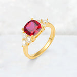 Cushion Cut Ruby Graduated Cluster Side Stone Engagement Ring - Additional view