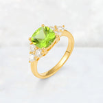 Cushion Cut Peridot Graduated Cluster Side Stone Engagement Ring - Additional view