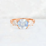 Cushion Moonstone Round Side Stone Three-Stone Engagement Ring - Additional view