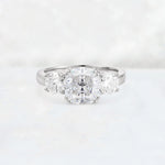Cushion Moissanite Round Side Stone Three-Stone Engagement Ring - Additional view