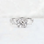 Cushion Lab Diamond Round Side Stone Three-Stone Engagement Ring - Additional view
