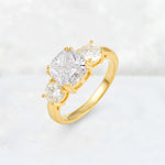 Cushion Moissanite Round Side Stone Three-Stone Engagement Ring - Additional view