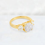 Cushion Moissanite Round Side Stone Three-Stone Engagement Ring - Additional view