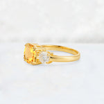 Cushion Citrine Round Side Stone Three-Stone Engagement Ring - Additional view