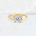 Cushion Lab Diamond Round Side Stone Three-Stone Engagement Ring - Additional view