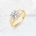Cushion Lab Diamond Round Side Stone Three-Stone Engagement Ring - Additional view