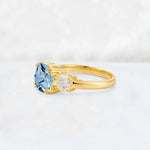 Cushion Aquamarine Round Side Stone Three-Stone Engagement Ring - Additional view