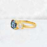 Cushion Alexandrite Round Side Stone Three-Stone Engagement Ring - Additional view