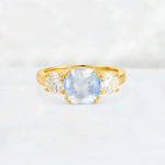 Cushion Moonstone Round Side Stone Three-Stone Engagement Ring - Additional view