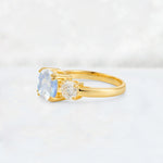 Cushion Moonstone Round Side Stone Three-Stone Engagement Ring - Additional view
