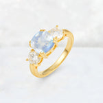 Cushion Moonstone Round Side Stone Three-Stone Engagement Ring - Additional view