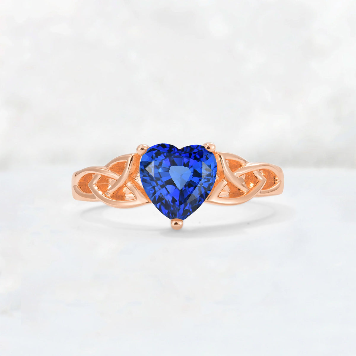 Heart Cut Sapphire Celtic Knot Engagement Ring - Additional view