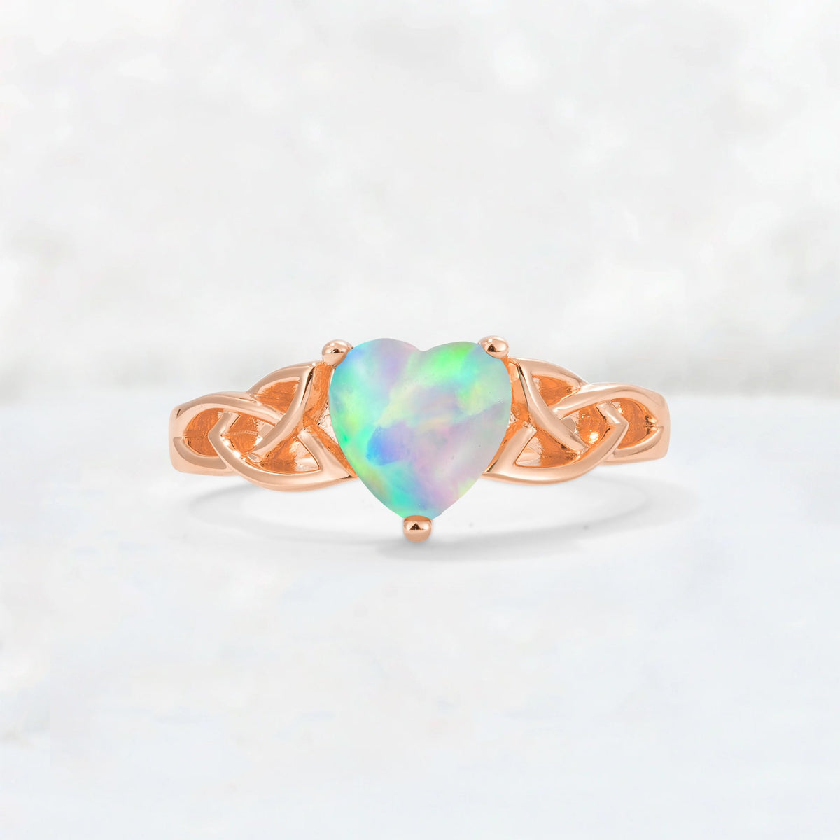 Heart Cut Fire Opal Celtic Knot Engagement Ring - Additional view