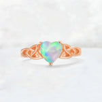Heart Cut Fire Opal Celtic Knot Engagement Ring - Additional view
