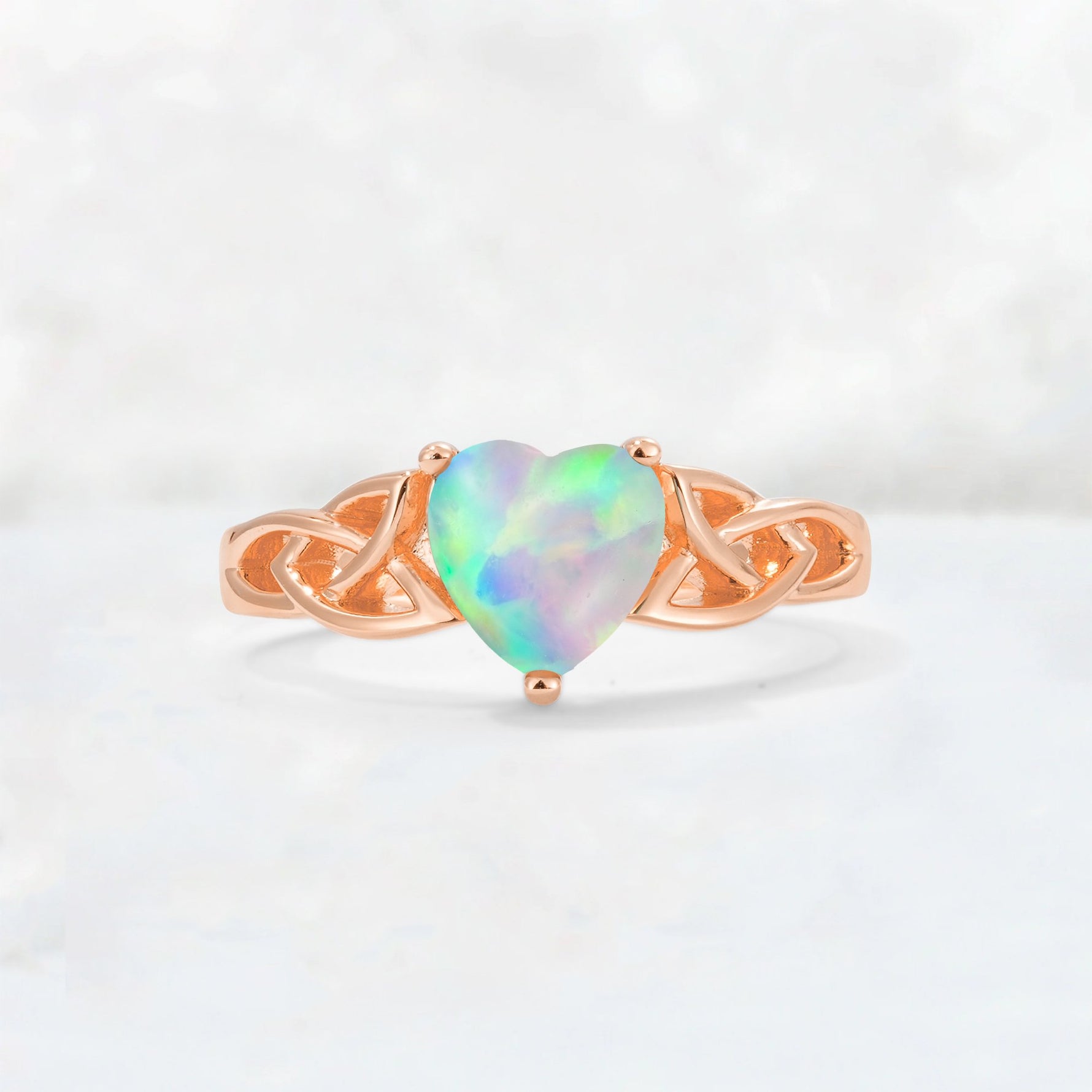 Heart Cut Fire Opal Celtic Knot Engagement Ring - Additional view
