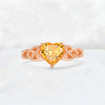 Heart Cut Citrine Celtic Knot Engagement Ring - Additional view