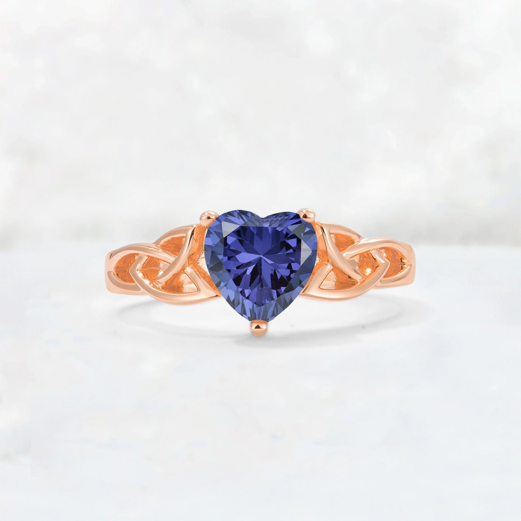 Heart Cut Tanzanite Celtic Knot Engagement Ring - Additional view