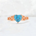 Heart Cut Turquoise Celtic Knot Engagement Ring - Additional view