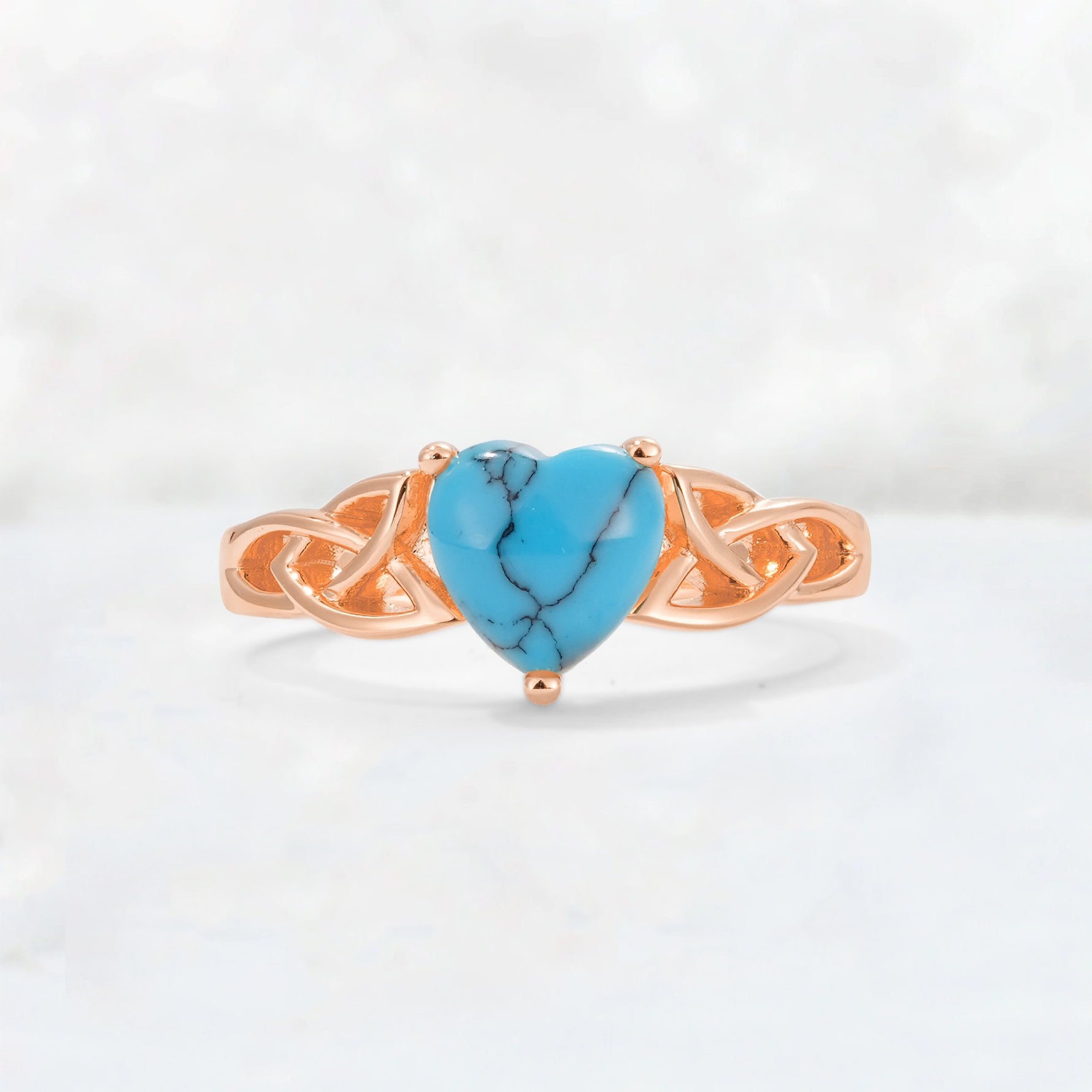 Heart Cut Turquoise Celtic Knot Engagement Ring - Additional view