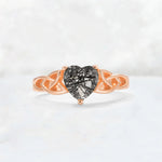 Heart Cut Black Rutilated Quartz Celtic Knot Engagement Ring - Additional view