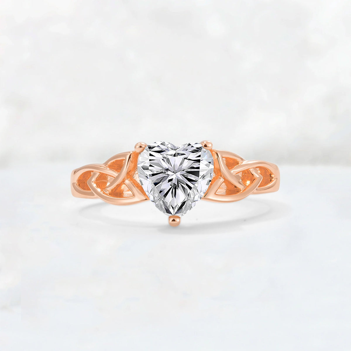 Heart Cut Lab Diamond Celtic Knot Engagement Ring - Additional view